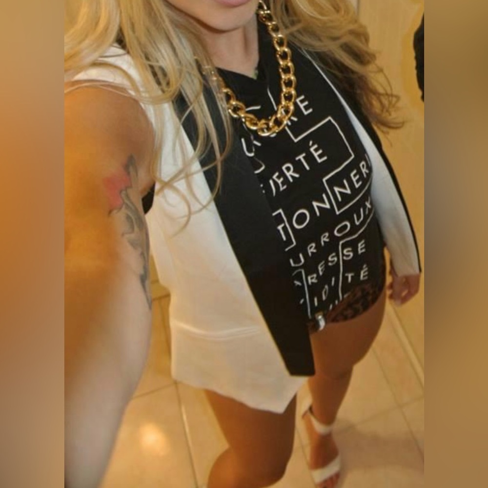 Black and white vest